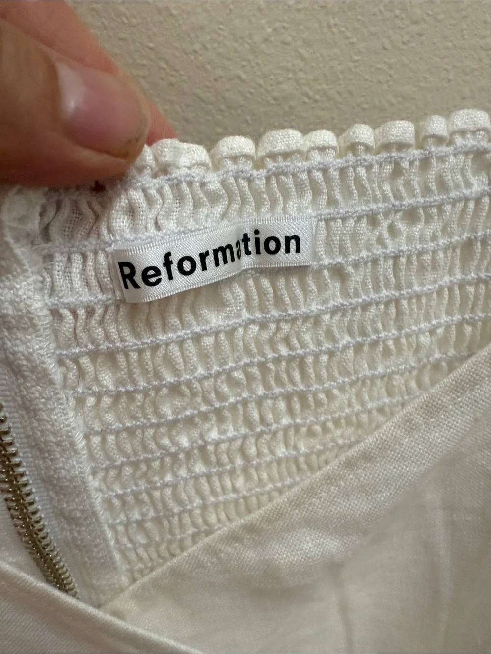 Reformation Off-White Puff Sleeve Wrap Blouse